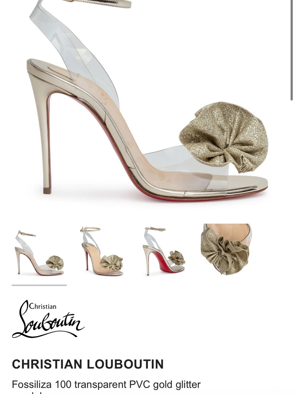 Christian Louboutin Fossiliza 100 Transparent PVC - gold glitter